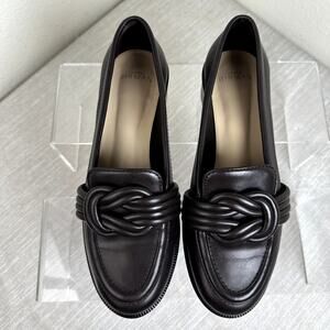 Alexandre Birman Braided Knot Leather Loafers Brown EU 38 US 7.5 Made in Brazil